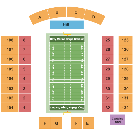 Navy Marine Corps Memorial Stadium Military Bowl Seating Chart